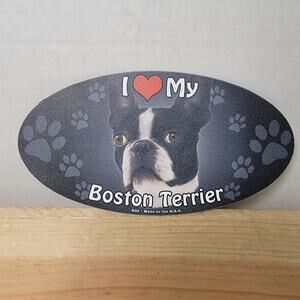 "I Love My Boston Terrier" Oval Magnet